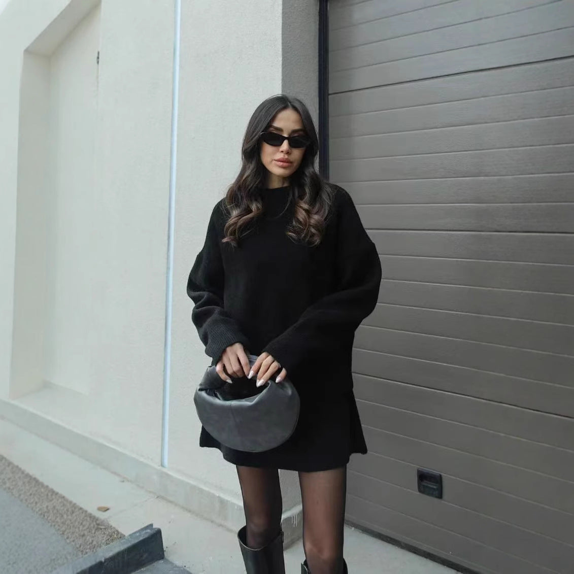 Elegantes Zweiteiler Set mit Strickpullover und Rock – Modischer Alltagslook