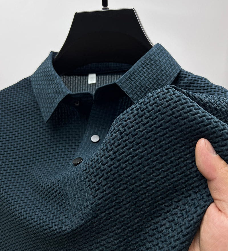 Herren Feinstrick Poloshirt mit Strukturmuster