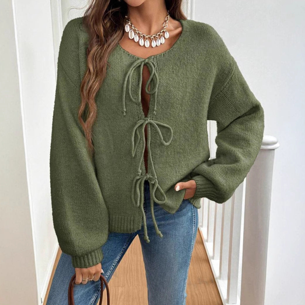 Rahel | Weiche Strickjacke mit Schleife