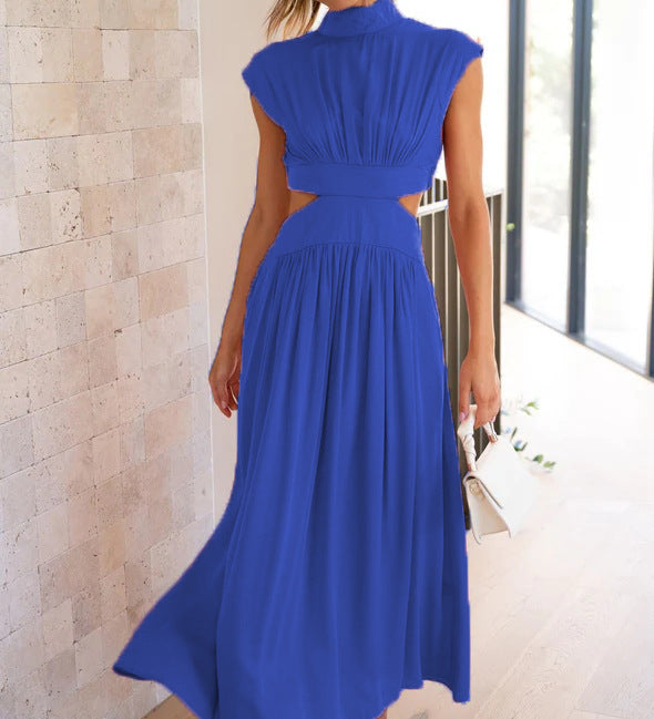 Leni |  Stehkragen Maxikleid mit Cut-Outs – Modern & Raffiniert