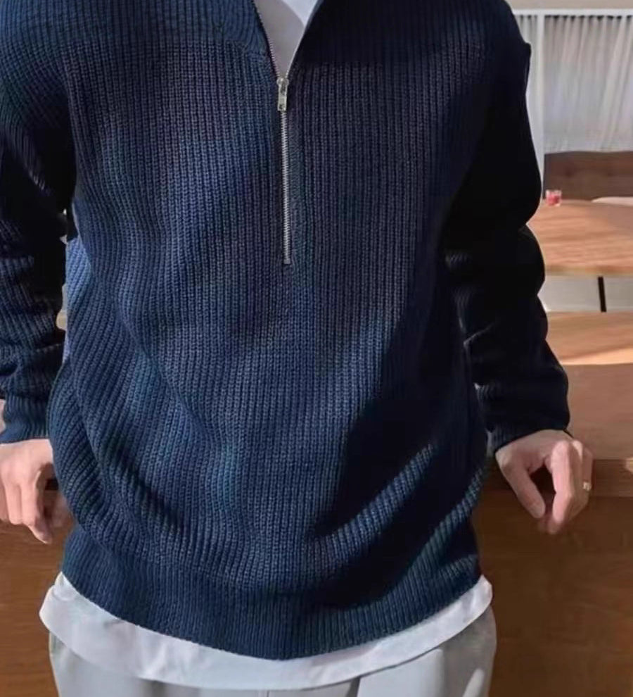 Strickpullover mit Reißverschlusskragen – Stilvoll & Bequem