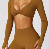 Athlina | Nahtloses Langarm-Crop-Top für Sport & Freizeit