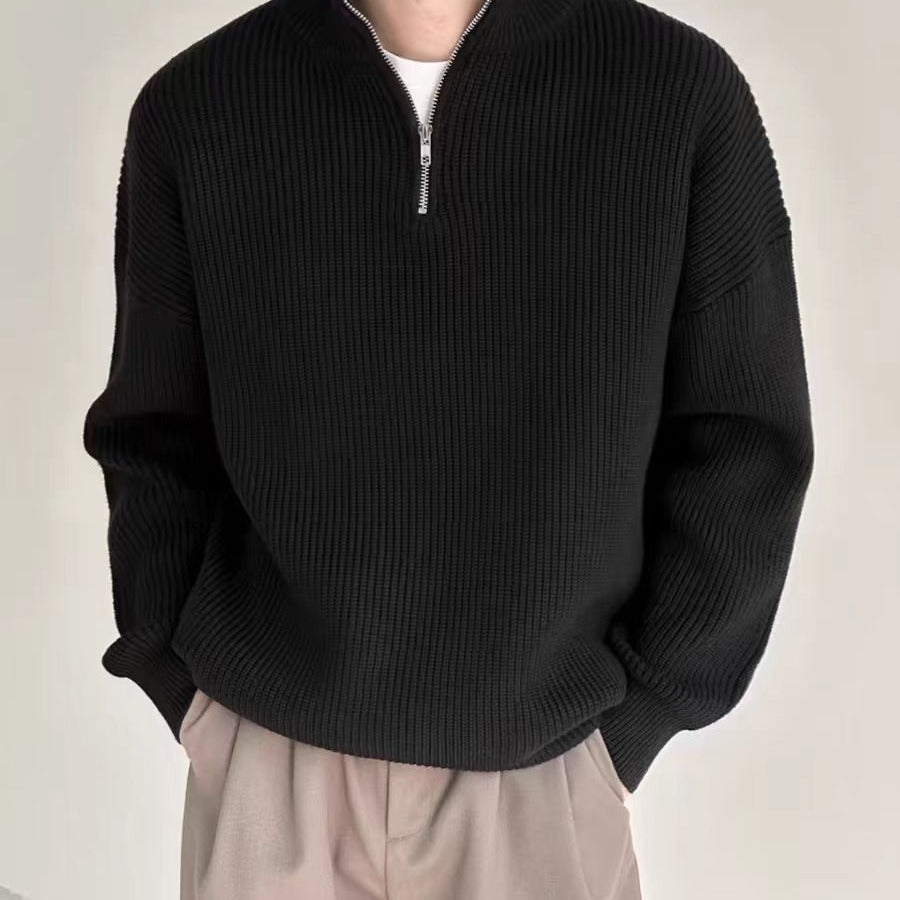 Strickpullover mit Reißverschlusskragen – Stilvoll & Bequem