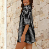 Friede | Lässiges gestreiftes Mini-Hemdkleid