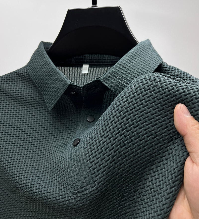 Herren Feinstrick Poloshirt mit Strukturmuster