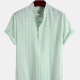 Samuel | Kurzarm-Henley-Sommerhemd mit Streifenmuster