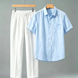 Lincoln | Old Money Herren Leinen-Set mit Kurzarmhemd & Sommerhose