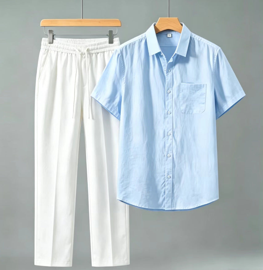 Lincoln | Old Money Herren Leinen-Set mit Kurzarmhemd & Sommerhose