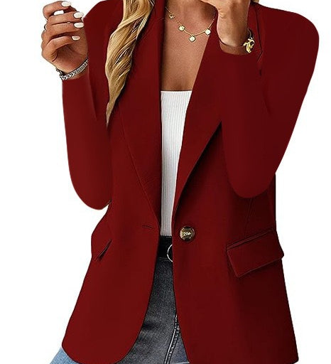 Eleganter Damenblazer mit Ein-Knopf-Verschluss und Klassischem Revers – Stilvolle Jacke für Büro & Alltag