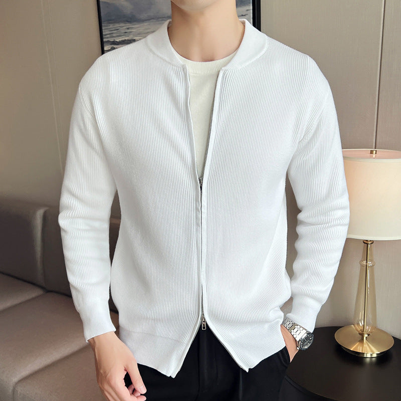 Bennett | Stehkragen Herren Rippstrick Reißverschluss Strickjacke