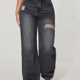 High-Waist Jeans mit Ripped-Details und geradem Bein – Trendiger Casual-Look