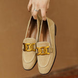Jessica | Loafer aus Wildleder mit goldener Gliederschnalle