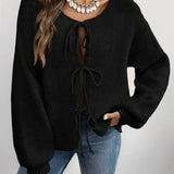 Rahel | Weiche Strickjacke mit Schleife