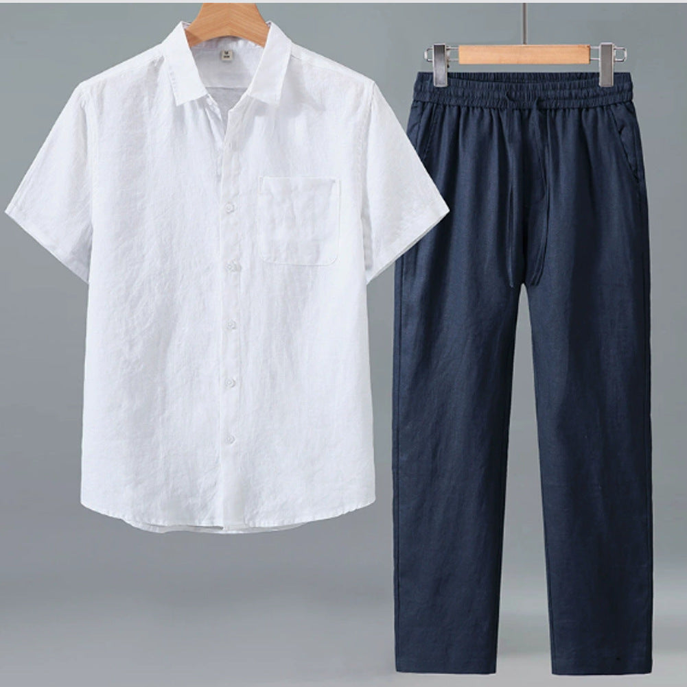 Lincoln | Old Money Herren Leinen-Set mit Kurzarmhemd & Sommerhose