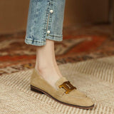 Jessica | Loafer aus Wildleder mit goldener Gliederschnalle