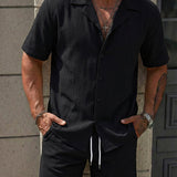 Herren Kurzarmhemd und Shorts Set mit Reverskragen