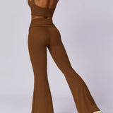 Hochtaillierte Schlaghose in Mokka-Braun