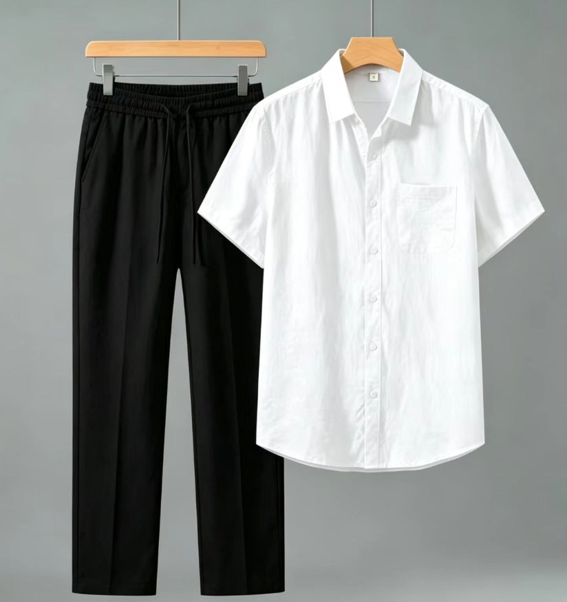 Lincoln | Old Money Herren Leinen-Set mit Kurzarmhemd & Sommerhose