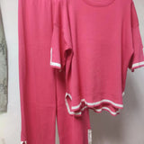 Eleganter Zweiteiler mit Kurzarm Oberteil & Weitbein Hose – Komfortabler Freizeit Look