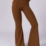 Hochtaillierte Schlaghose in Mokka-Braun