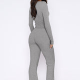 Laureen | Ausgestellter Jumpsuit mit langen Ärmeln