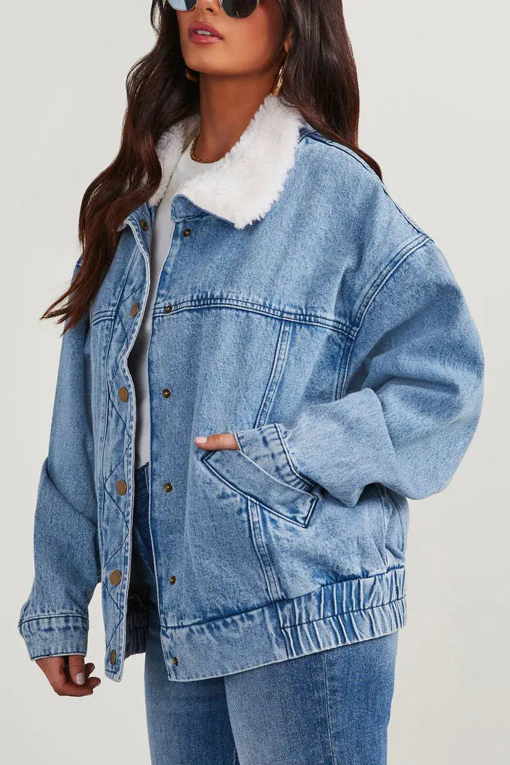 Eva | Damen-Denimjacke mit Fleecekragen – Trendy und Bequem für Jeden Tag Zendoo.de