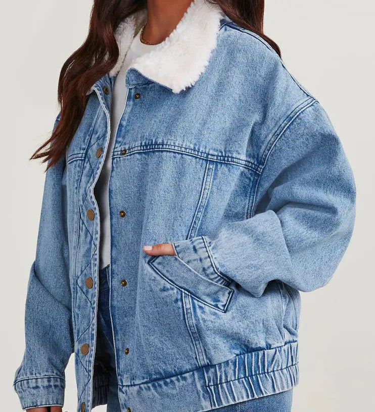 Eva | Damen-Denimjacke mit Fleecekragen – Trendy und Bequem für Jeden Tag Zendoo.de