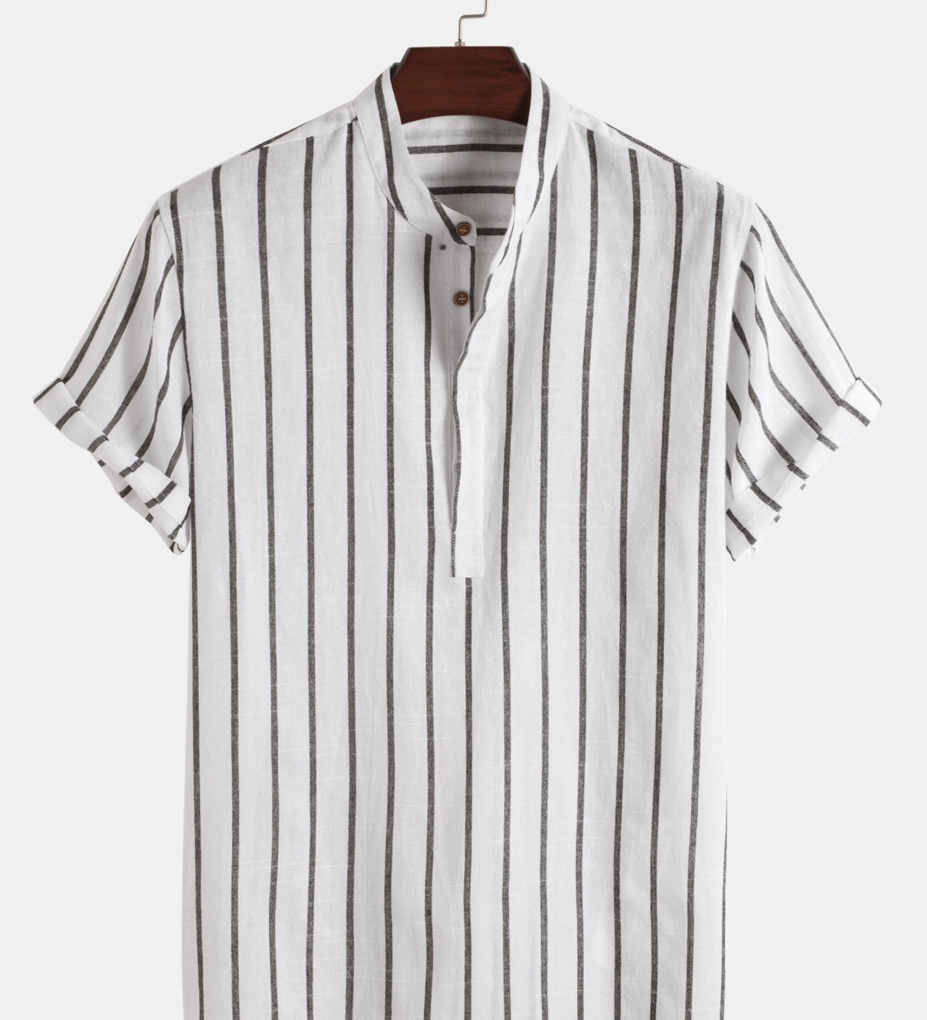 Samuel | Kurzarm-Henley-Sommerhemd mit Streifenmuster