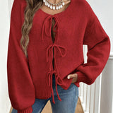 Rahel | Weiche Strickjacke mit Schleife
