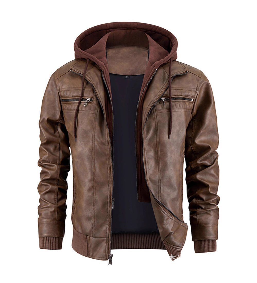 Heinrich | Stilvolle Leder Winterjacke mit Hoodie