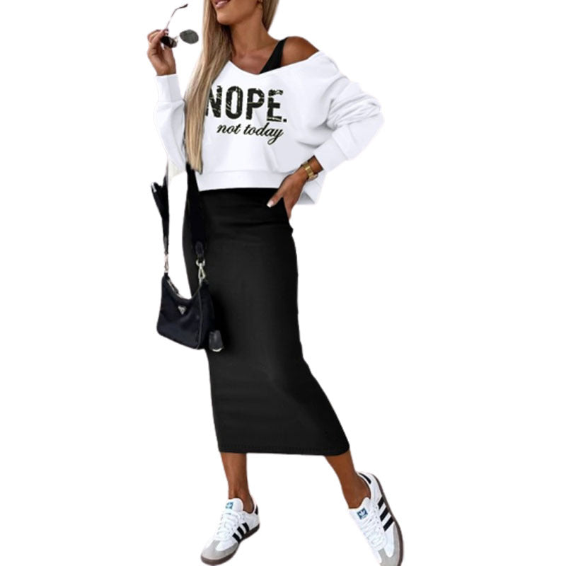 Modisches Zweiteiler Set mit Cropped Pullover und Midirock – Urban Streetstyle Look