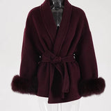 Damen Mantel mit Kunstfellbesatz – Eleganter Winter Kurzmantel