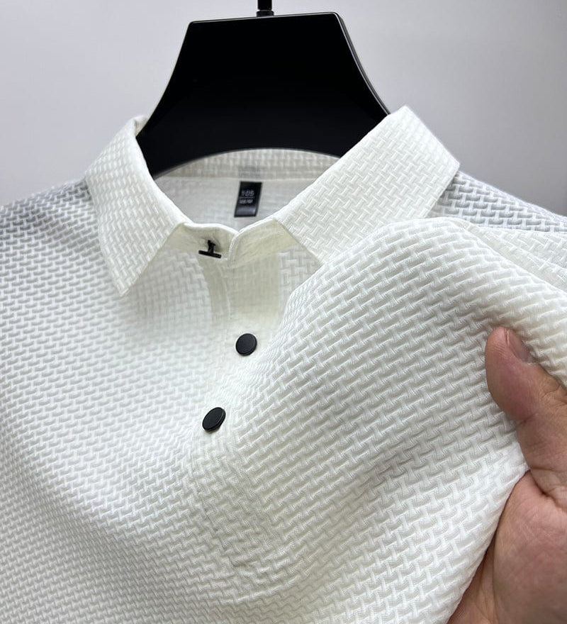 Herren Feinstrick Poloshirt mit Strukturmuster