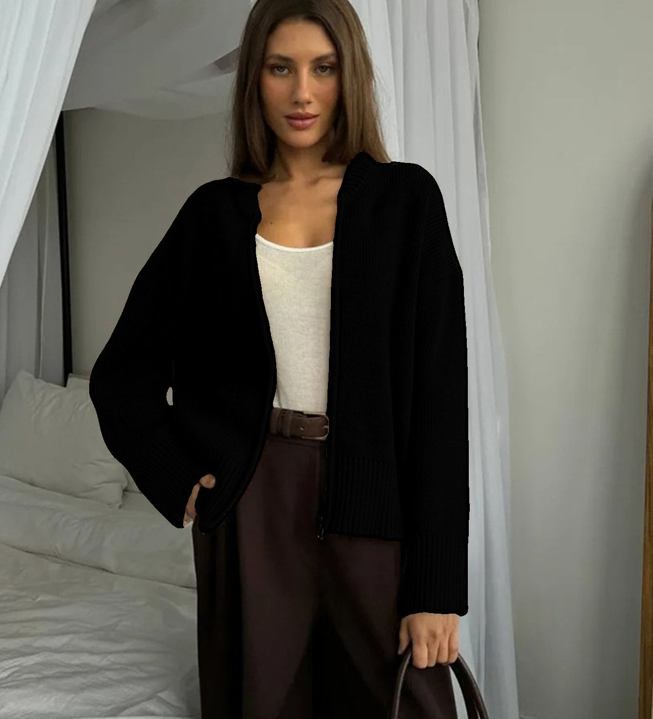 Mia | Strickjacke mit Langarm und Reißverschluss