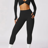 Livia | Langarm-Crop-Top mit Twist-Detail