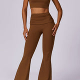 Hochtaillierte Schlaghose in Mokka-Braun