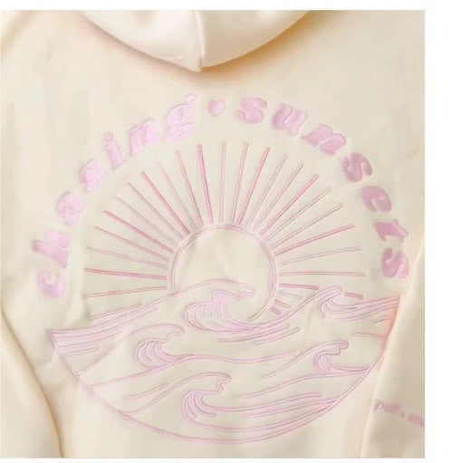 Surf Wave Kapuzenpullover mit Stickerei – Lässiger Hoodie im Strandstil