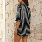 Friede | Lässiges gestreiftes Mini-Hemdkleid