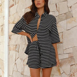 Friede | Lässiges gestreiftes Mini-Hemdkleid