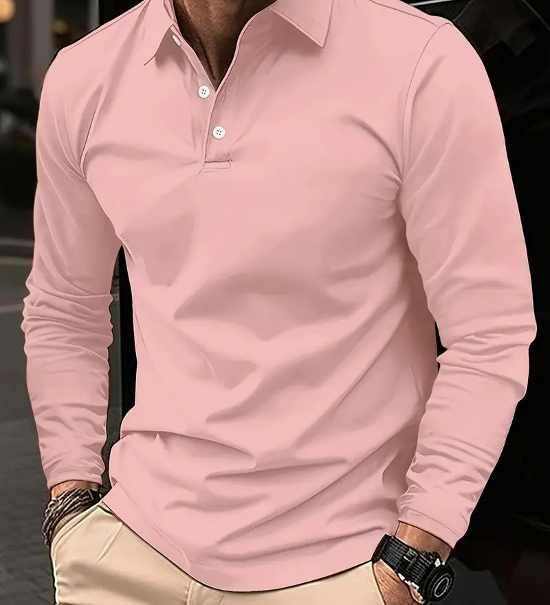 Langarm Poloshirt Herren – Stilvolles Freizeitshirt mit Knopfleiste