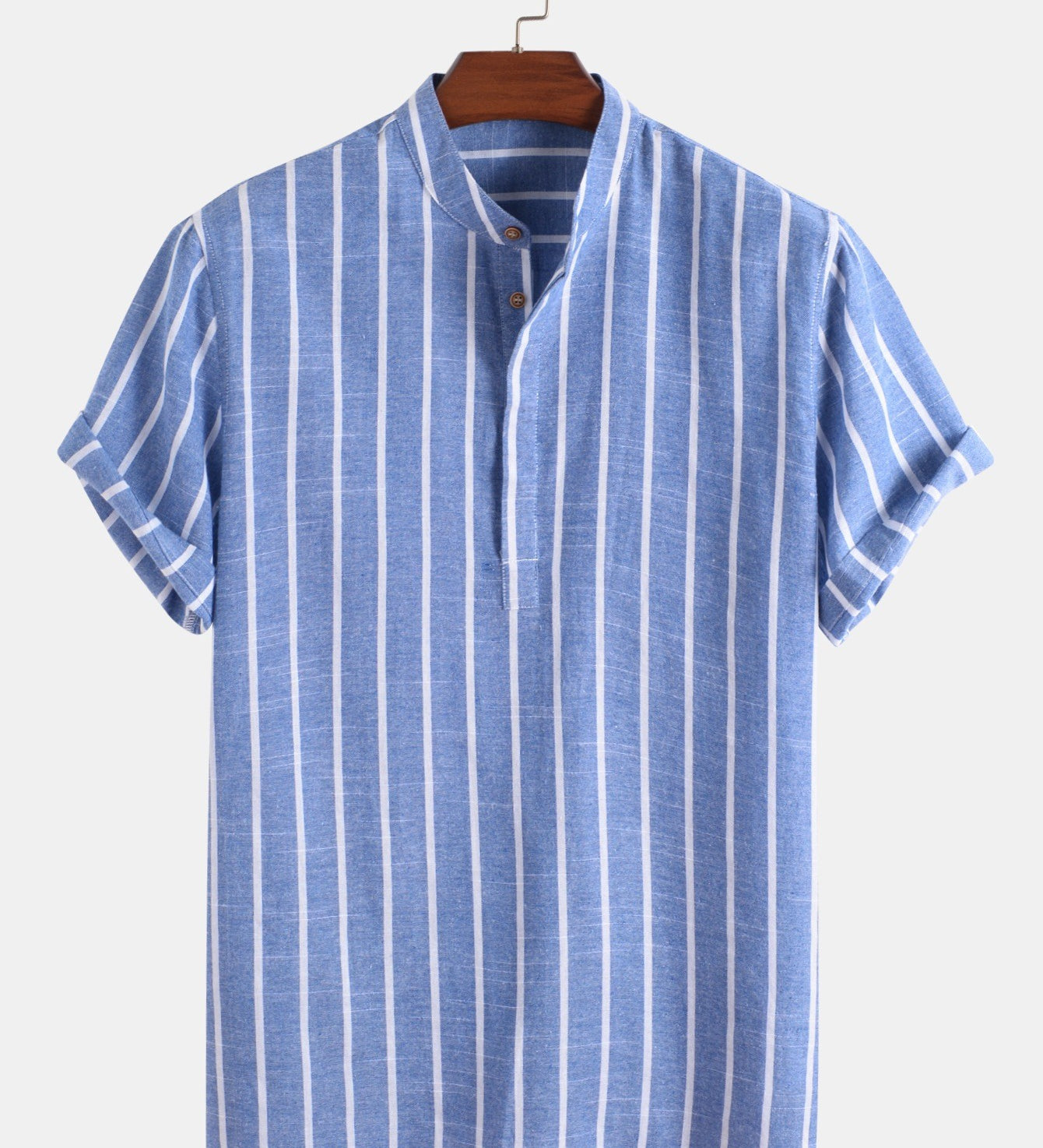 Samuel | Kurzarm-Henley-Sommerhemd mit Streifenmuster