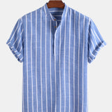 Samuel | Kurzarm-Henley-Sommerhemd mit Streifenmuster