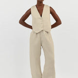 Mara | Elegantes Leinen-Set mit Weste & Weitbein-Hose