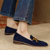 Jessica | Loafer aus Wildleder mit goldener Gliederschnalle