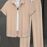 Elegantes Herren-Set in Plissee-Optik | Hemd & Lange Hose