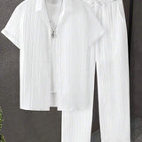 Elegantes Herren-Set in Plissee-Optik | Hemd & Lange Hose