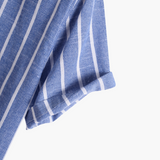 Charles | Gestreiftes Herren-Sommer Leinenhemd mit Stehkragen