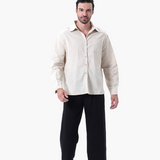 Christopher | Lange Ärmel Hemd & Hose Zweiteiliges Leinen-Set Herren-Sommer-Outfit