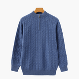 Damian | Blau Zopfmuster-Pullover & Wildleder-Loafer 2-teiliges Passendes Outfit