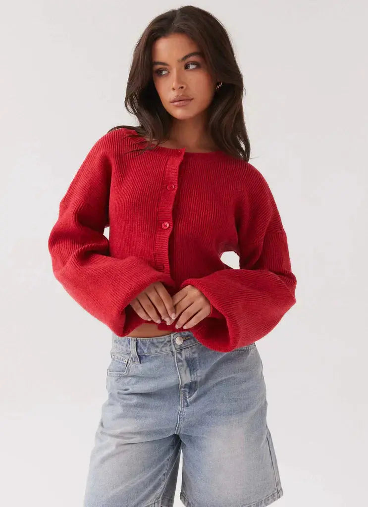 Clara | Elegante Rote Strickjacke Zendoo.de